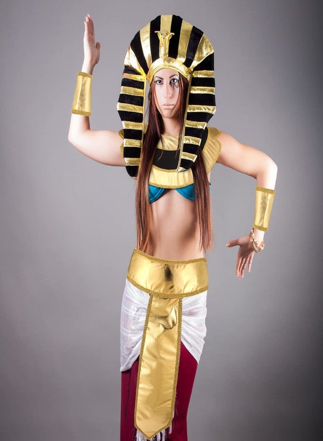Tarpop 5 Pcs Egyptian Costume Accessory Set, Egyptian Headpiece King Pharaoh Belt Collar Wristbands King Tut Costume for Men Role Play Cosplay - Image 5